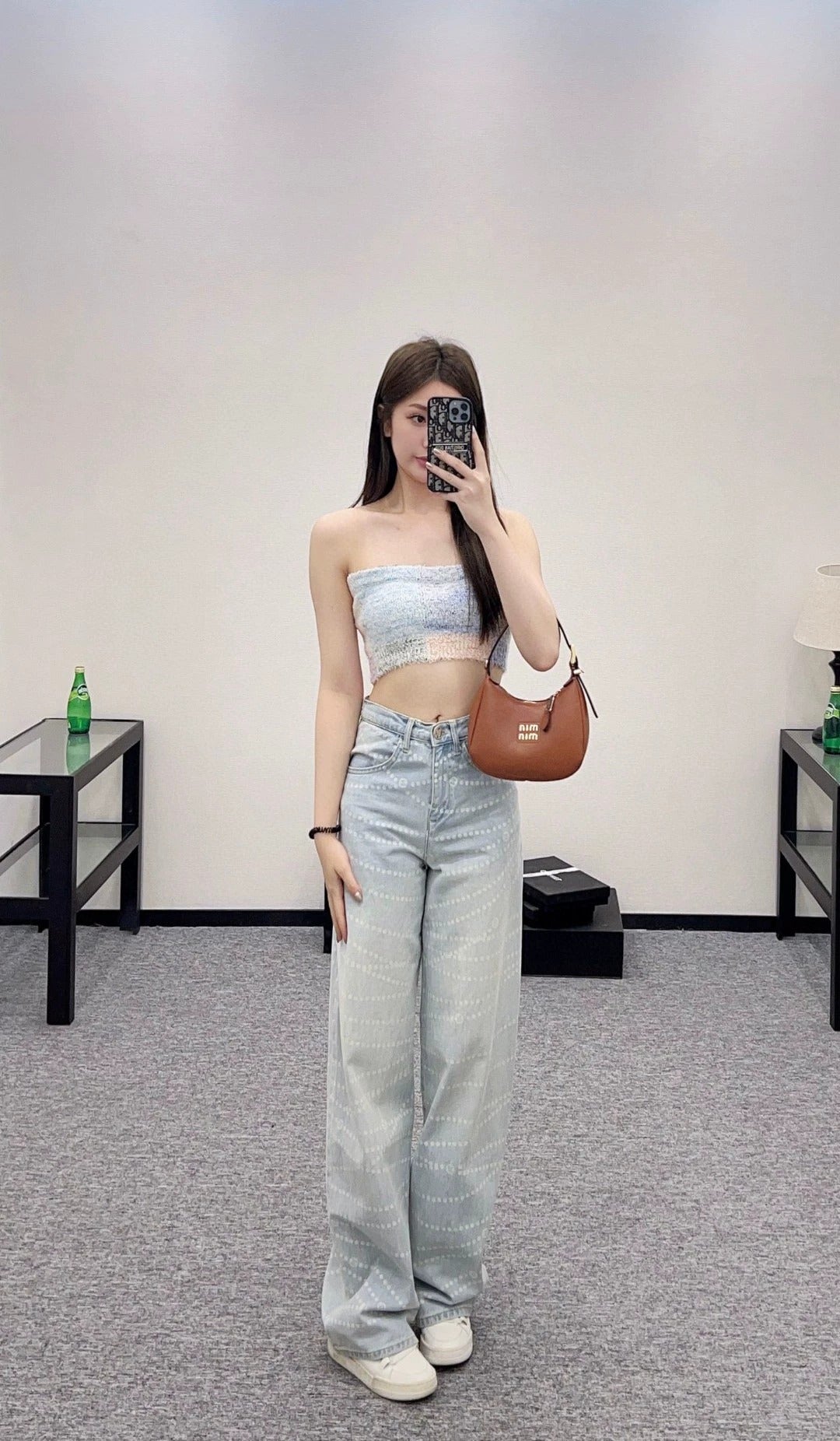 25 new button contrast color knitted tube top