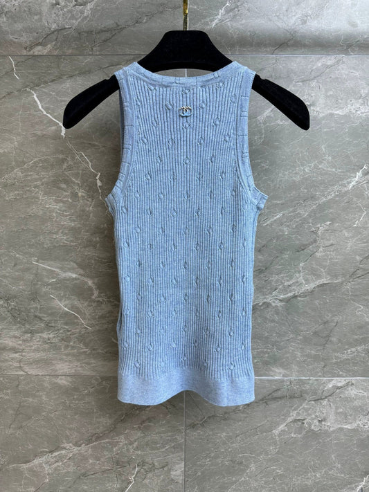 25 Hollow Double C Slim Polka Dot Vest