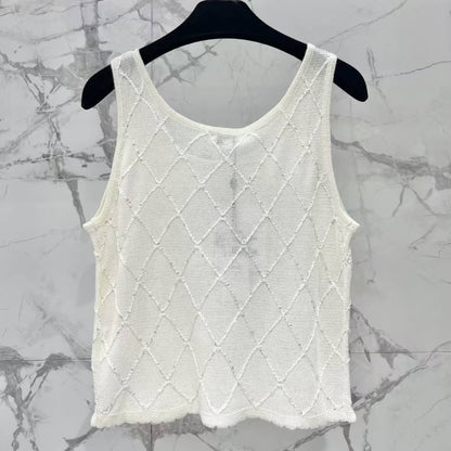 Classic Chain-Embellished Sheer Back Vest