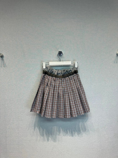 25 Spring and Summer New Plaid Pleated Skirt