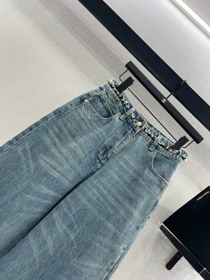 25 new high waist white pleated denim cropped pants