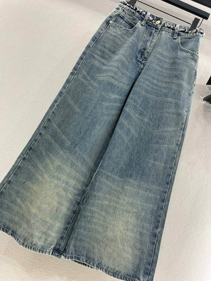 25 new high waist white pleated denim cropped pants