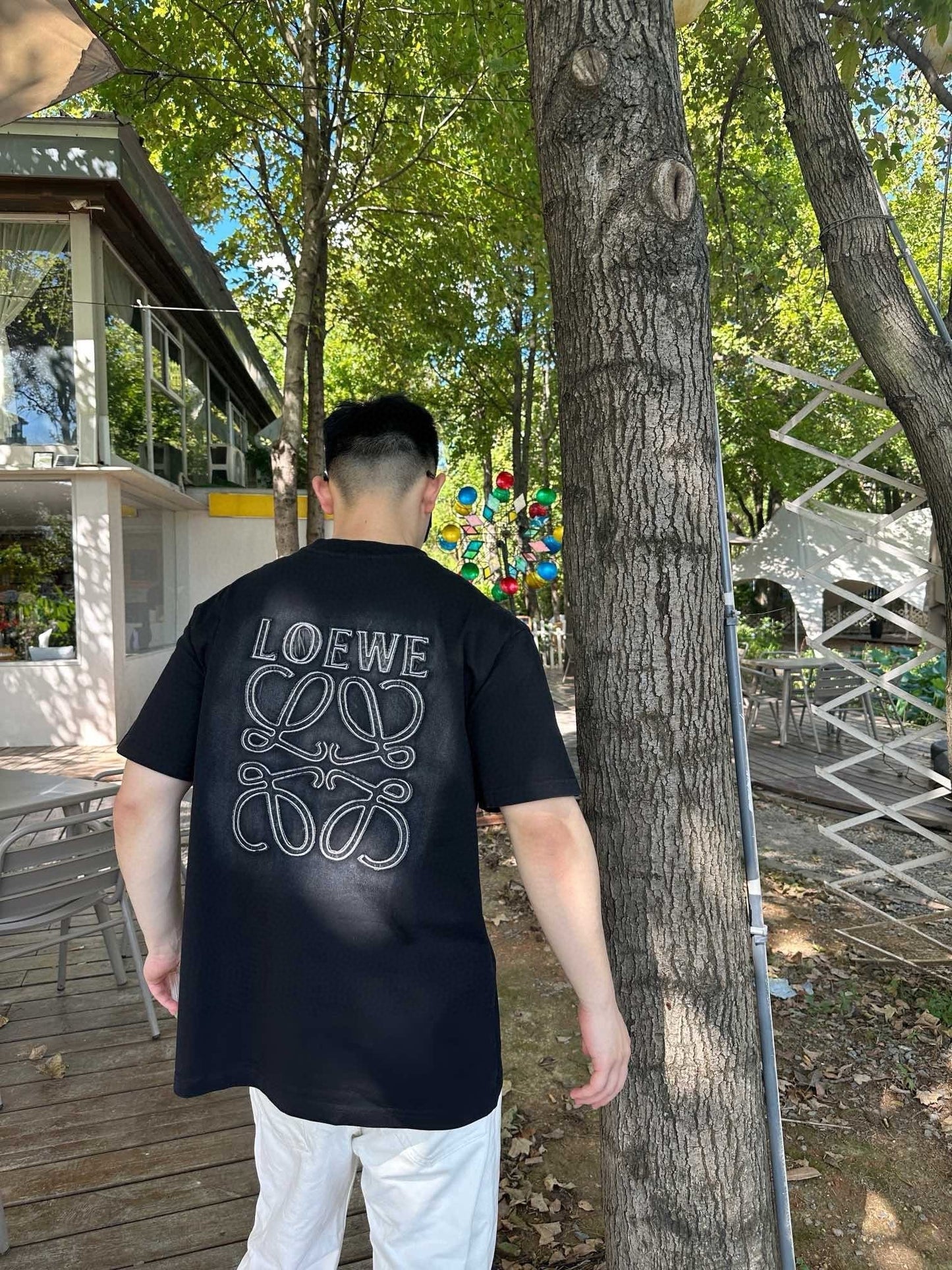 25SS Washed letter embroidered round neck short sleeves
