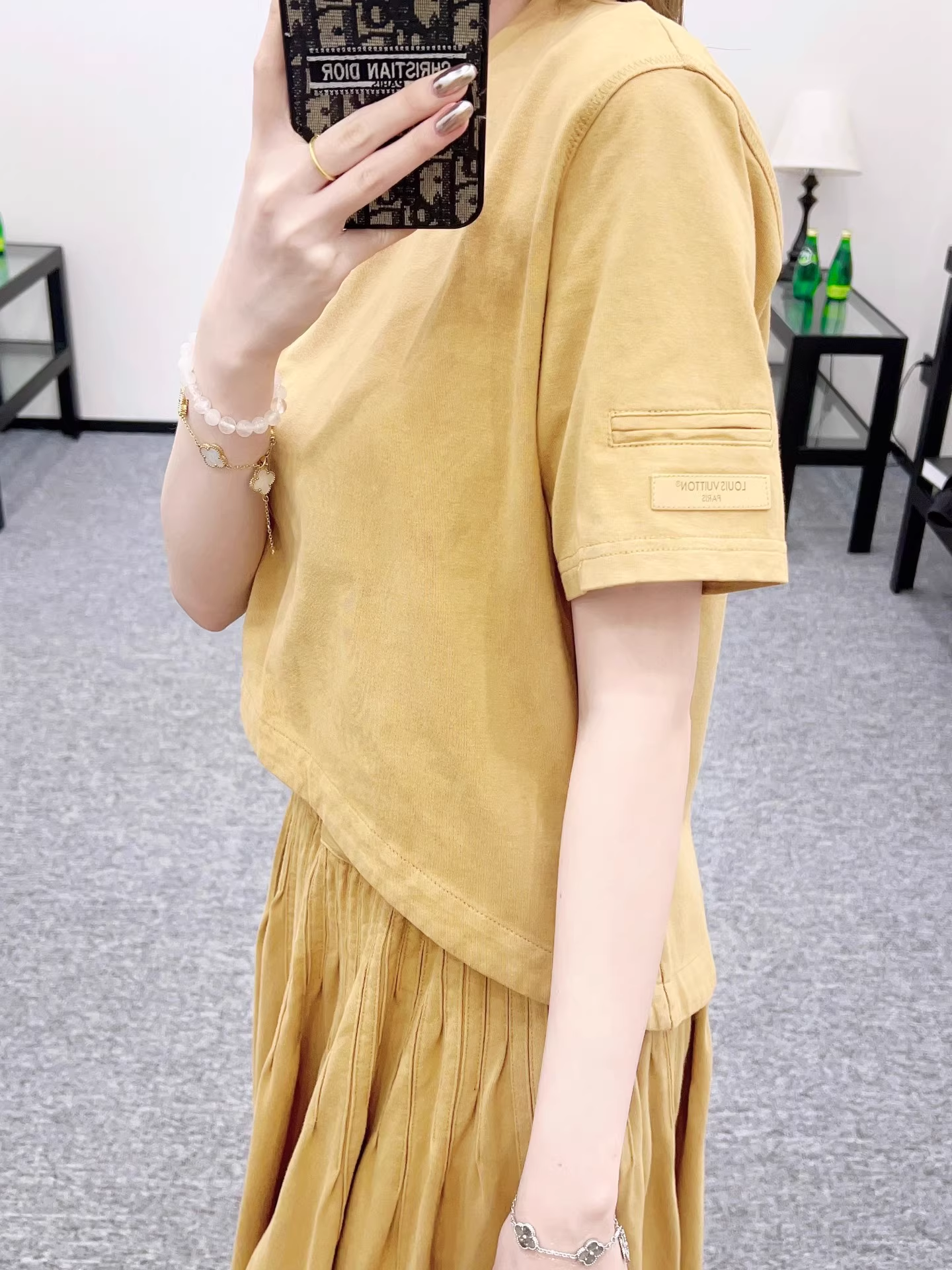 2025 Round neck distressed irregular short sleeved skirt set