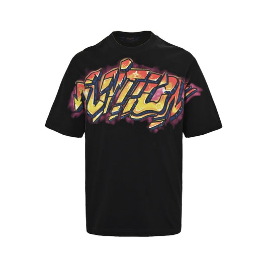 comic cartoon flame letter print short sleeves