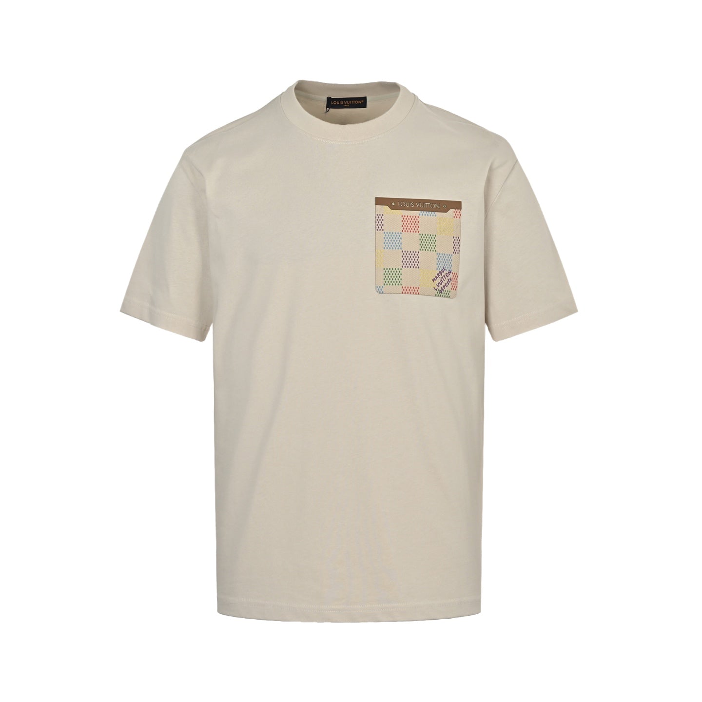 25ss checkerboard leather card pocket short sleeved shirt