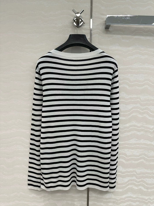 25 Navy striped happy star knitted long-sleeved top