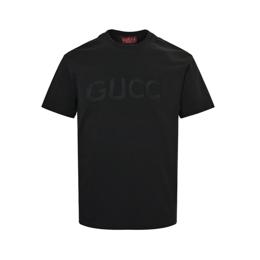 Dark pattern embroidered letter short sleeves