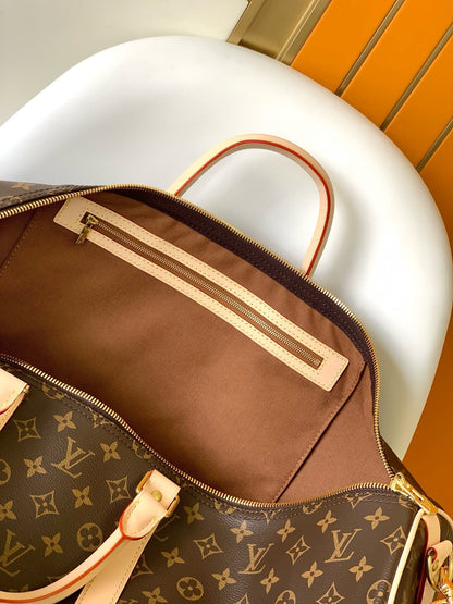 Keepall Bandouliere 55 Monogram Canvas Brown Gold Hardware