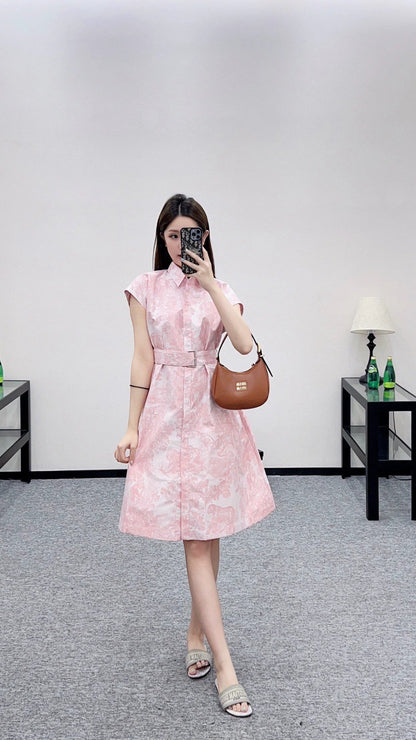 D 25 Belted jacquard dress