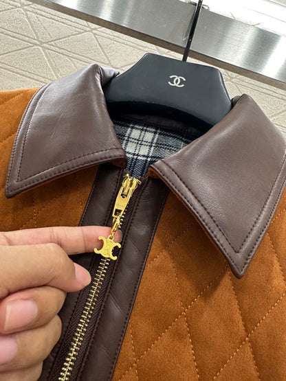 25fw Color blocking cotton coat and suede jacket