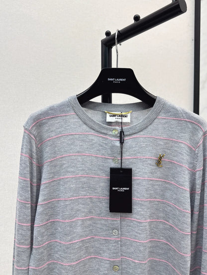25fw Striped knitted cardigan