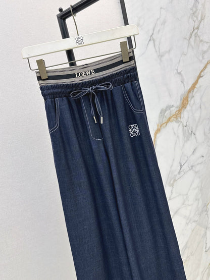 2025 Wide leg straight leg drawstring pants