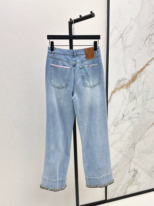 2025 Cowboy floral bound bead folding pants