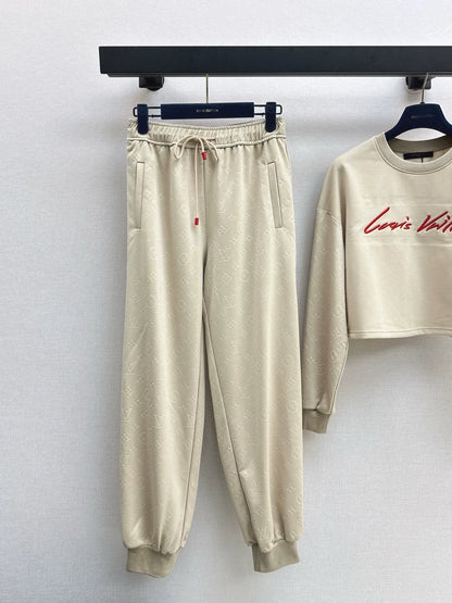 Round neck letter hoodie and pants set