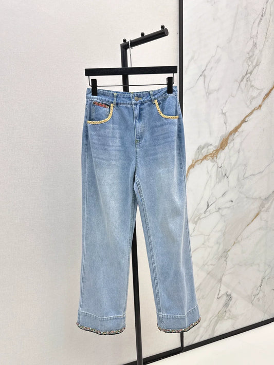2025 Cowboy floral bound bead folding pants