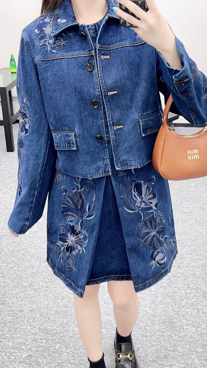 2025 Heavy industry embroidered denim jacket