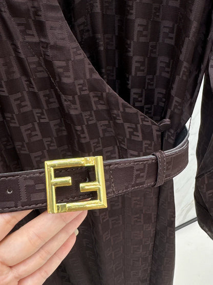 25 Jacquard cross collar waistband dress