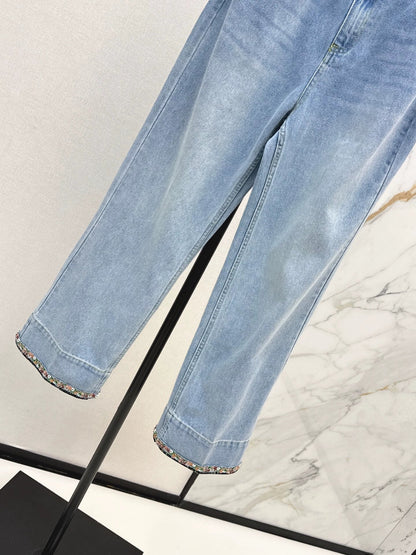 2025 Cowboy floral bound bead folding pants
