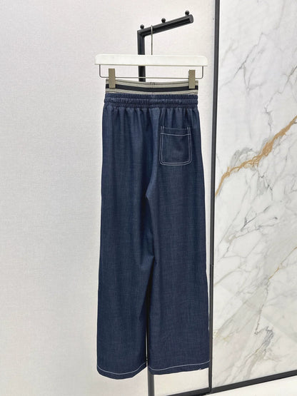 2025 Wide leg straight leg drawstring pants