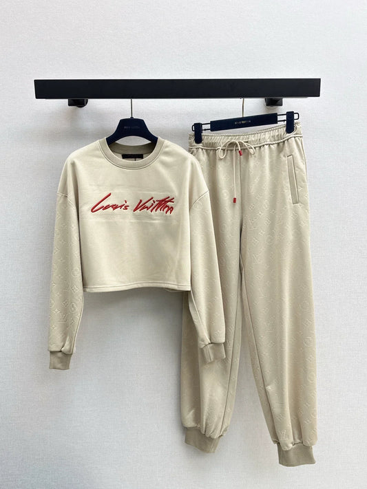 Round neck letter hoodie and pants set
