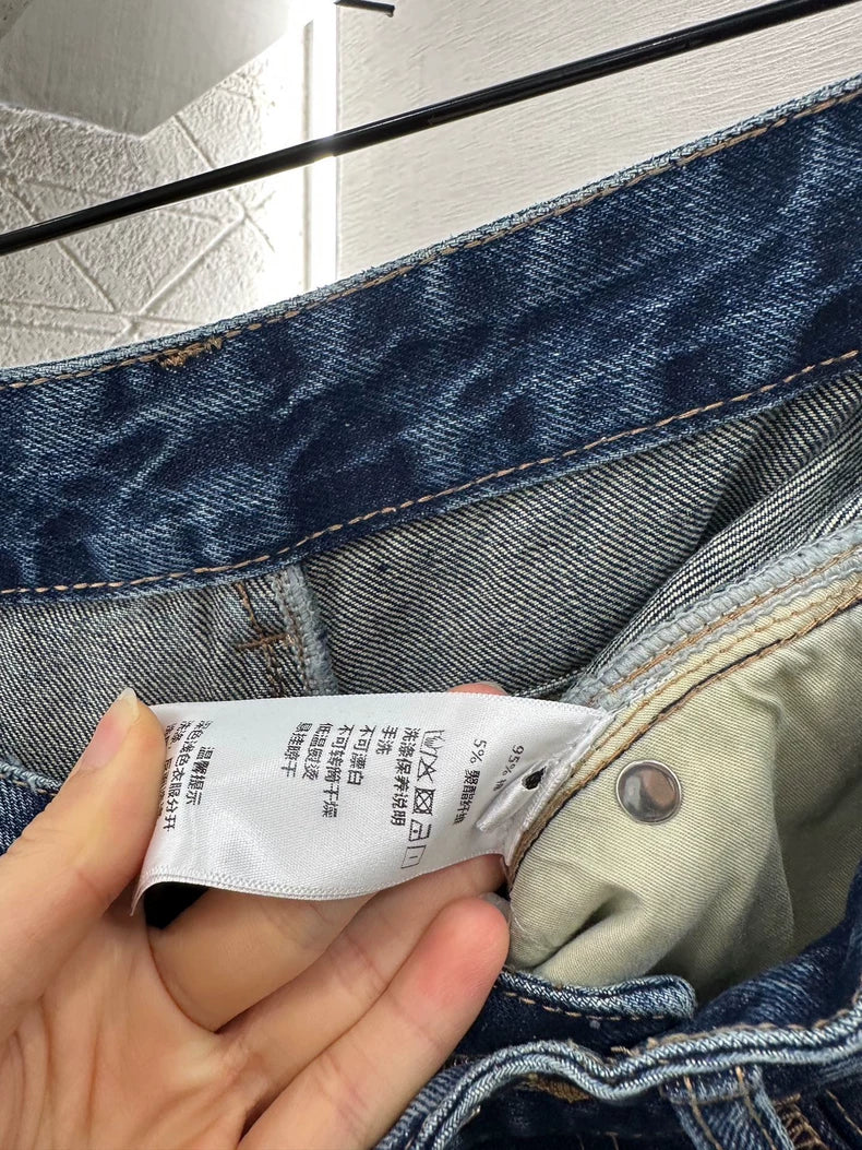 25fw Waist waist curved knife denim pants