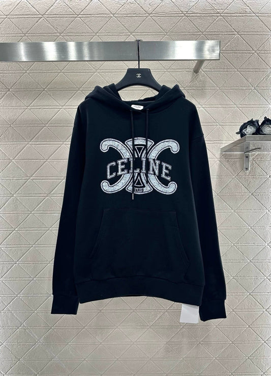 2025 Hooded distressed white letter hoodie