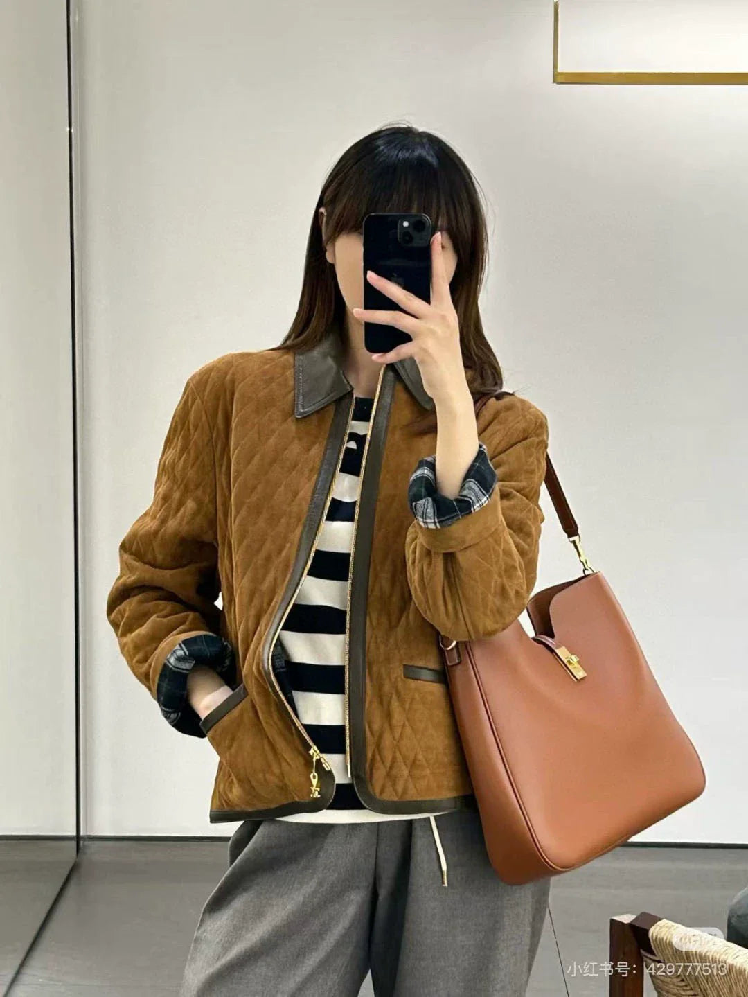 25fw Color blocking cotton coat and suede jacket