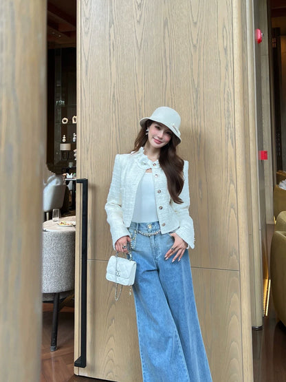 25fw 3D flower decoration short jacket