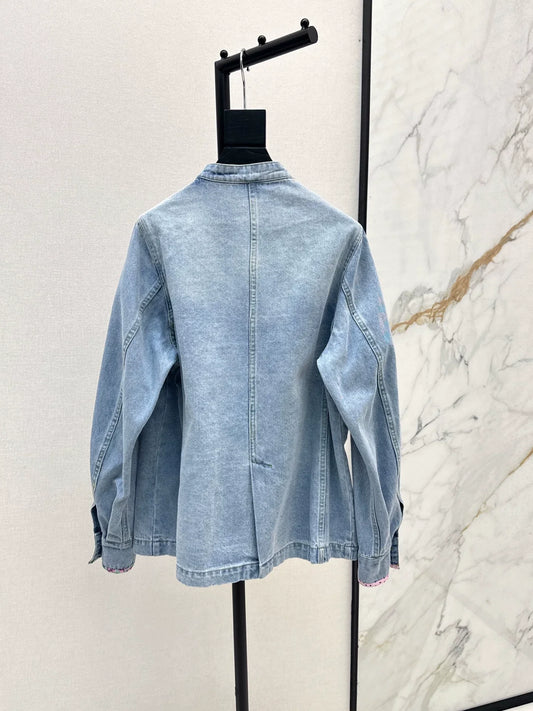 2025 Silhouette floral beaded denim jacket