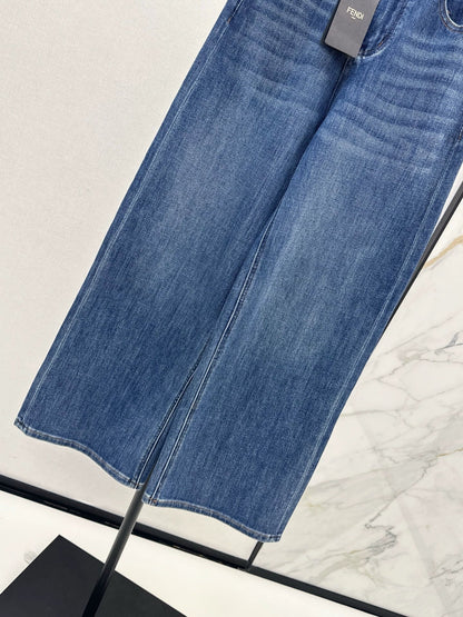 25fw Logo triangle decoration straight leg jeans