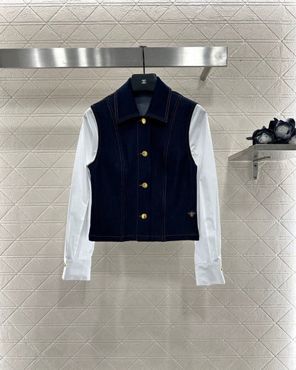 25fw Splicing denim shirt and pants set