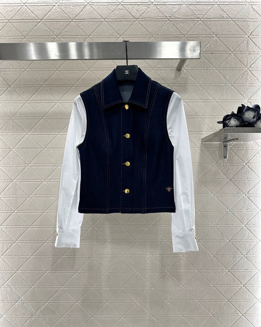 25fw Splicing denim shirt and pants set