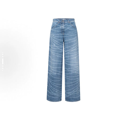 25fw Polka dot printed high waisted jeans