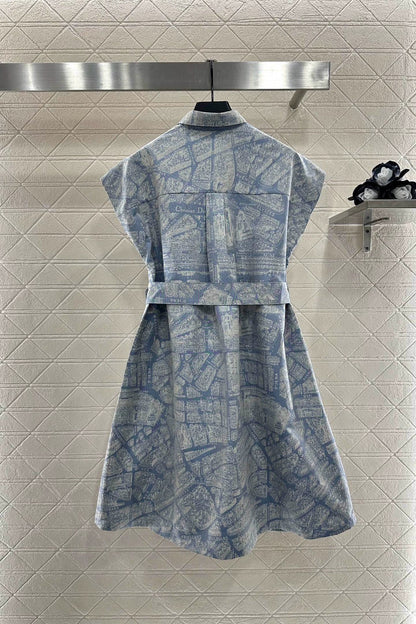 D 25 Belted jacquard dress