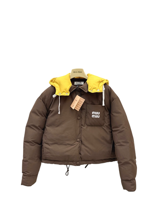 25fw Color blocking hooded bread jacket