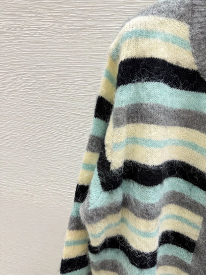 25fw Striped knitted cardigan