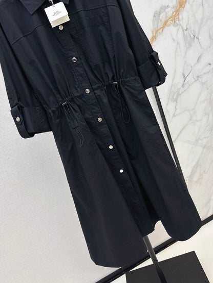 25 Shirt collar waist cinching dress