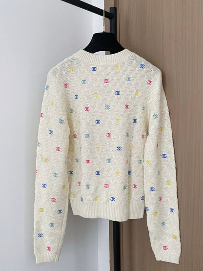 25fw new round neck embroidered knitted sweater