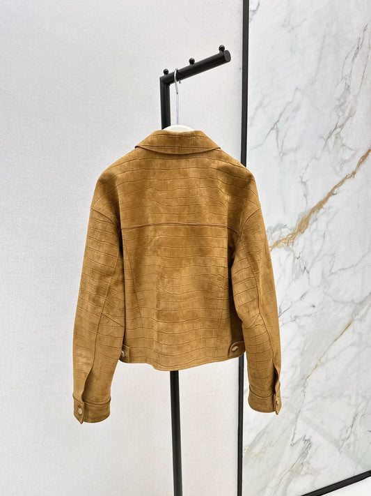 25fw Crocodile patterned suede collar jacket