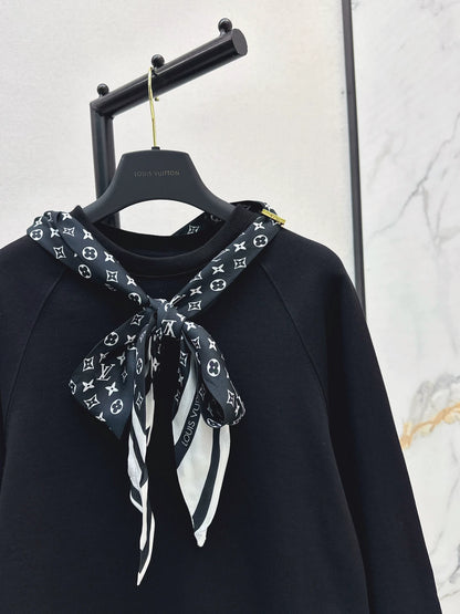 25fw Silk scarf pullover hoodie