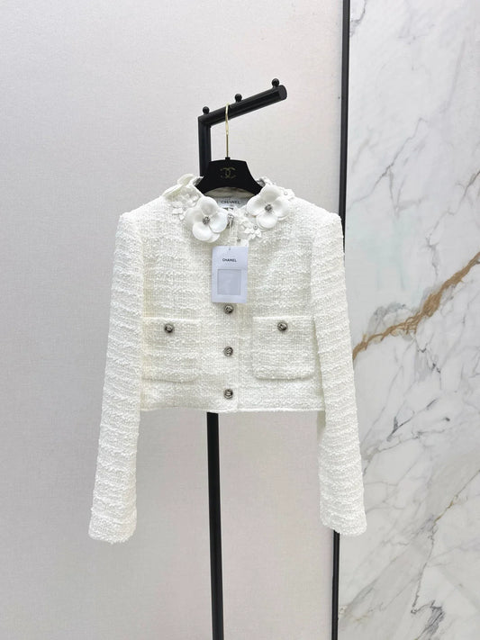 25fw 3D flower decoration short jacket