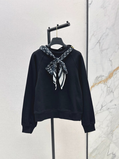 25fw Silk scarf pullover hoodie