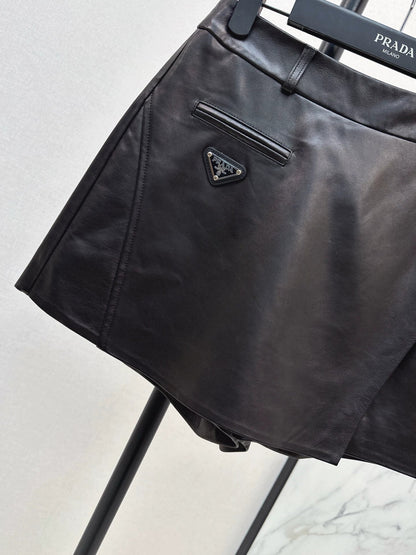 25fw Triangle logo sheepskin pants skirt