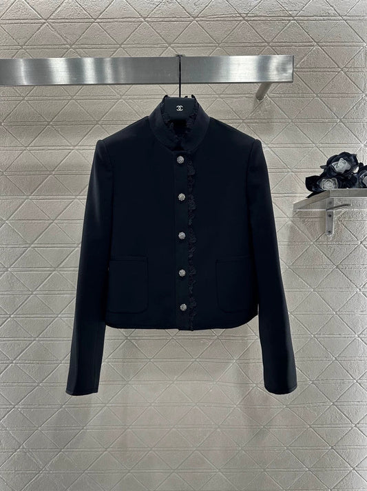 25fw Stand-up collar, water-soluble lace blazer.
