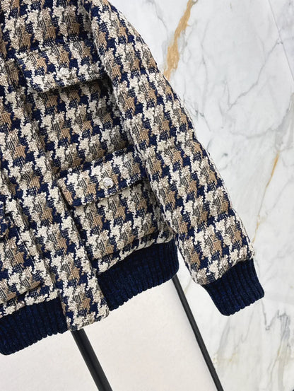 25 Skiing tweed plaid stand up collar down
