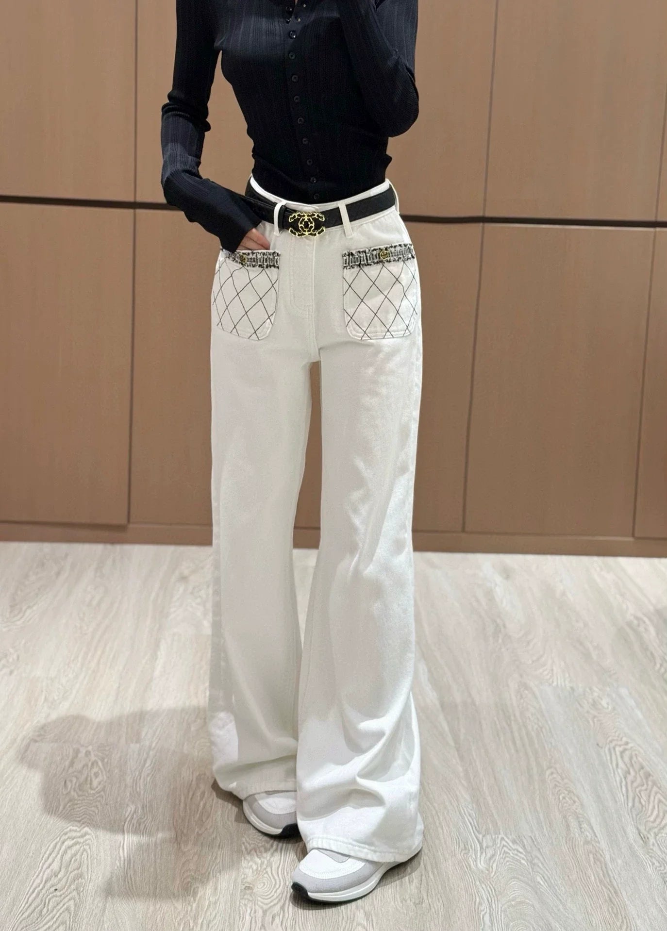 25fw Camellia diamond patterned jeans