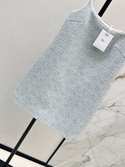 25fw Glacier Blue Vine Grid Strap Dress