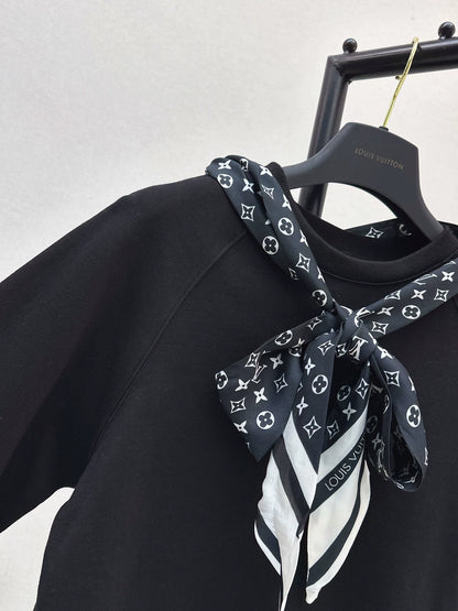 25fw Silk scarf pullover hoodie