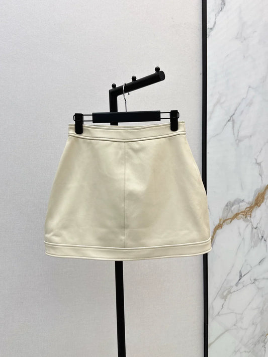 25fw Printed loose leather skirt